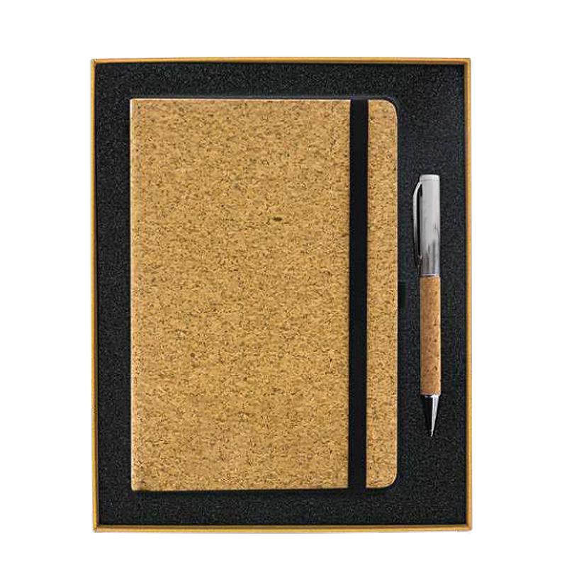 Promotional Gift Sets With The Inclusion Of Cushioned Gift Boxes with Cork Notebook & Cork Metal pen